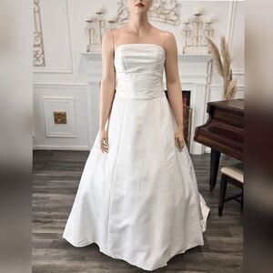 Pallas Athena Y2K White Strapless Satin A-Line Wedding Dress sz 18W